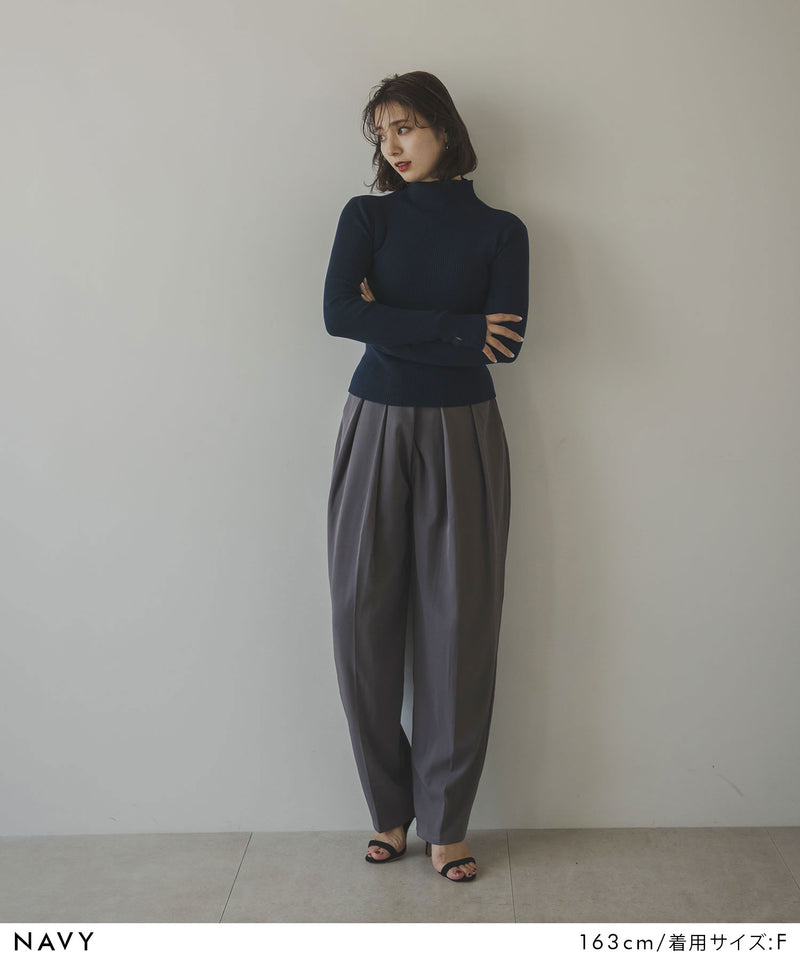 リブタートルニット