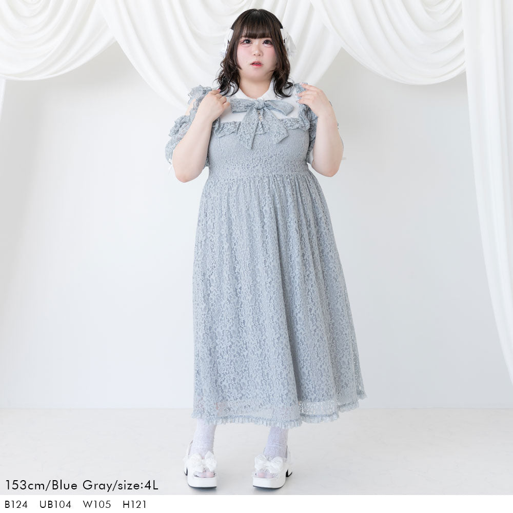 大きいサイズ イノセントリボンフリルレースワンピース 6L イノセントリボンフリルレースワンピース – レディース