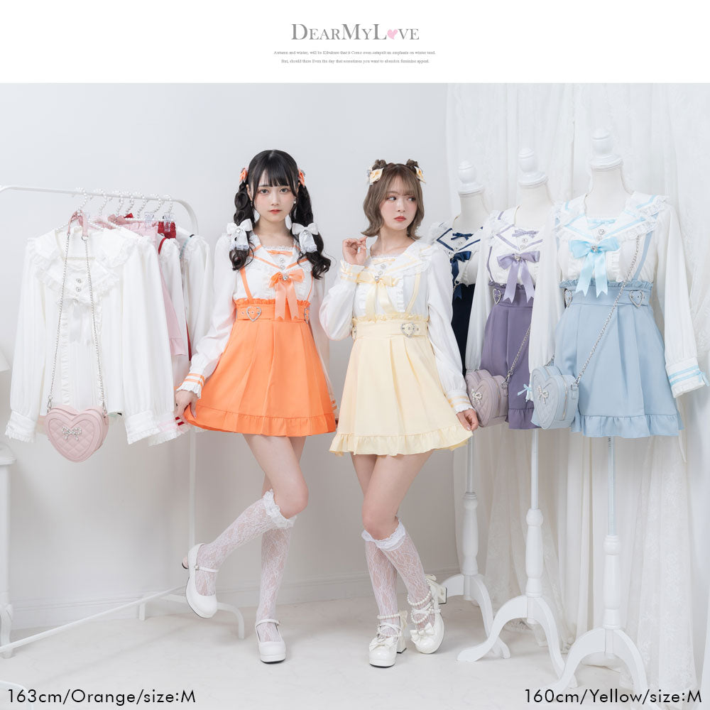 milklim 襟付きタンクトップ インナー セーラー 古着 ゆめかわ ハーフZIPセーラープルオーバー ＆タンクトップセット(110cm ピンク