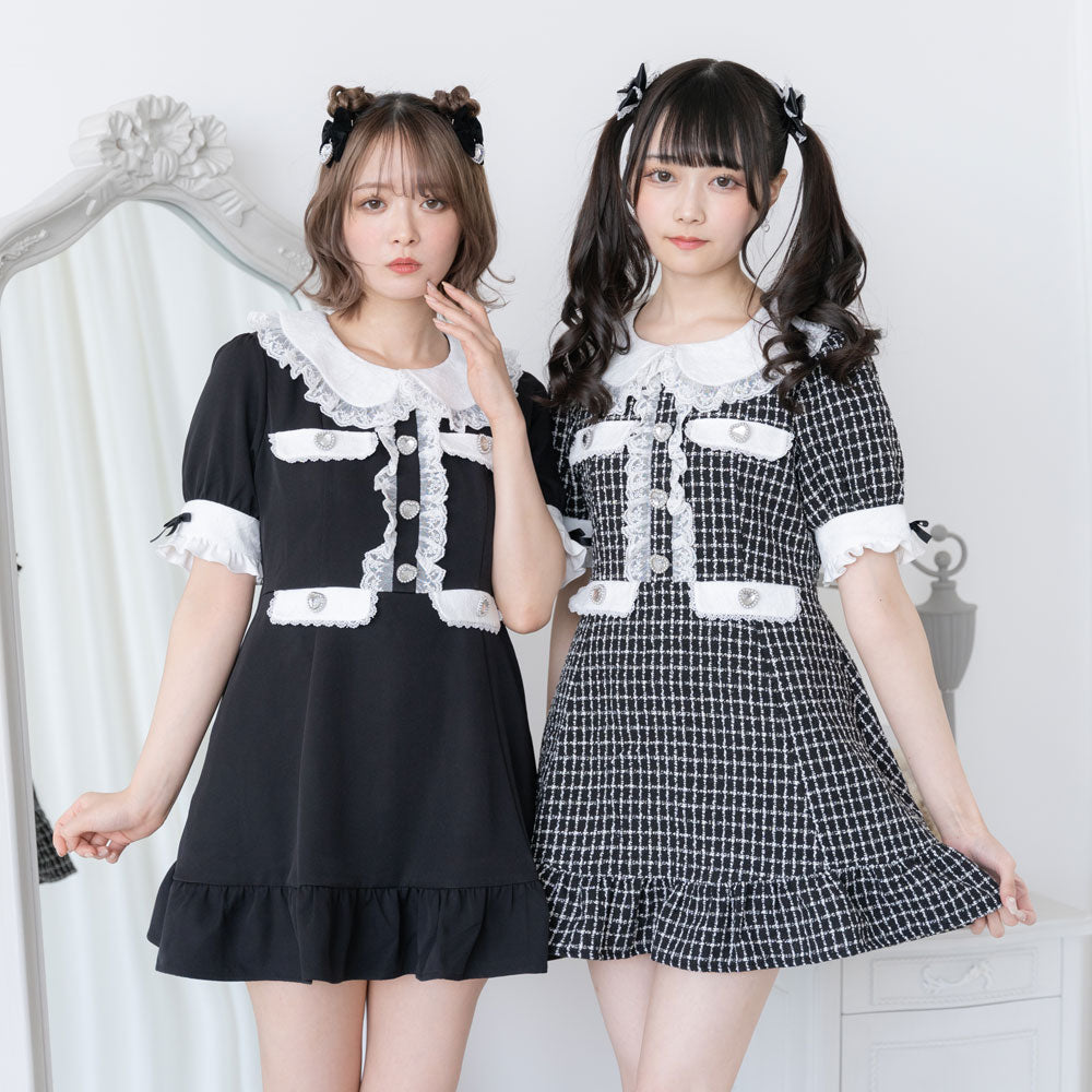 DearMyLoveWhip ハートパールジャガードorツイードワンピース Timesale対象】【送料無料】ハートパールジャガードorツイード