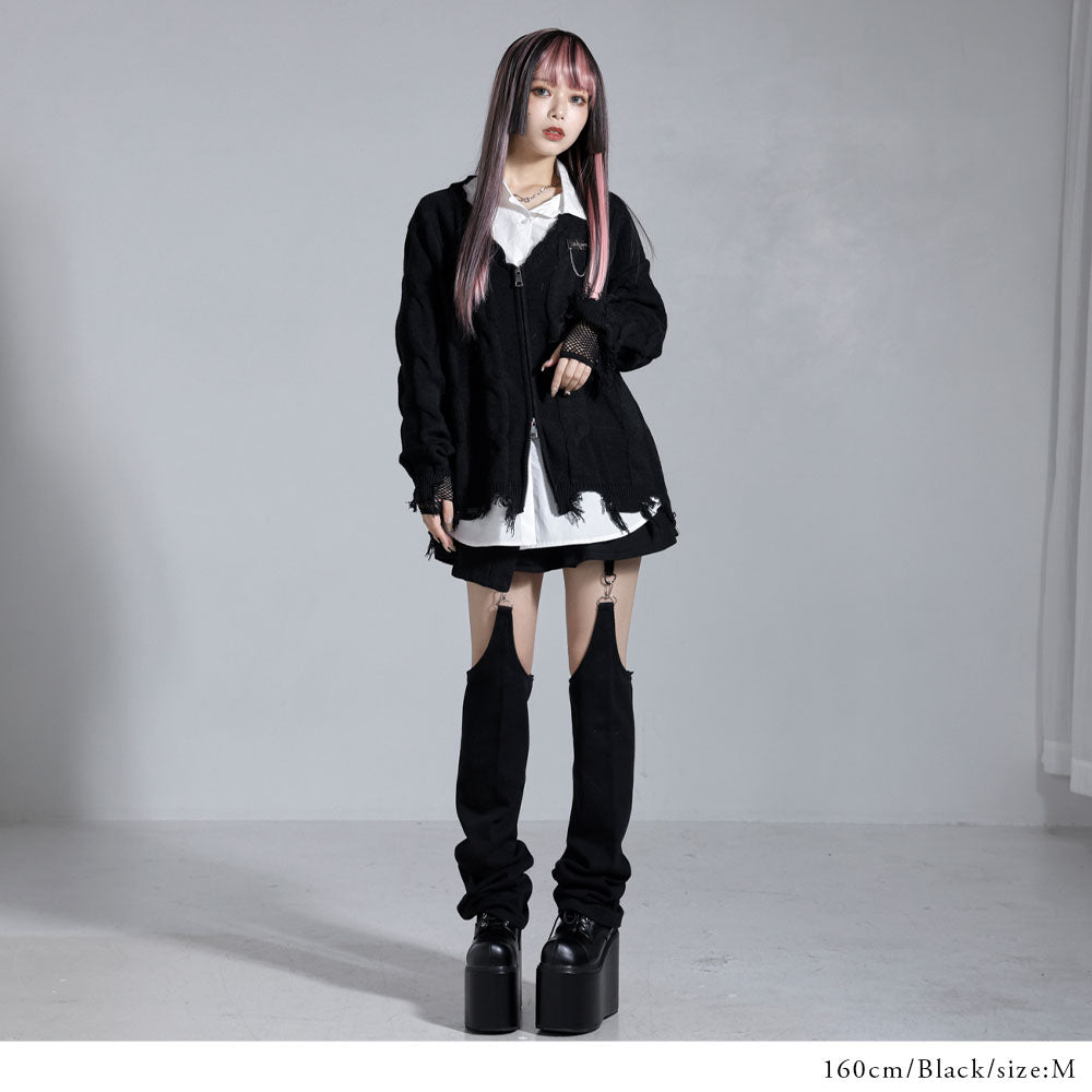 レッグウォーマー付スタッズデザインプリーツスカパンセット