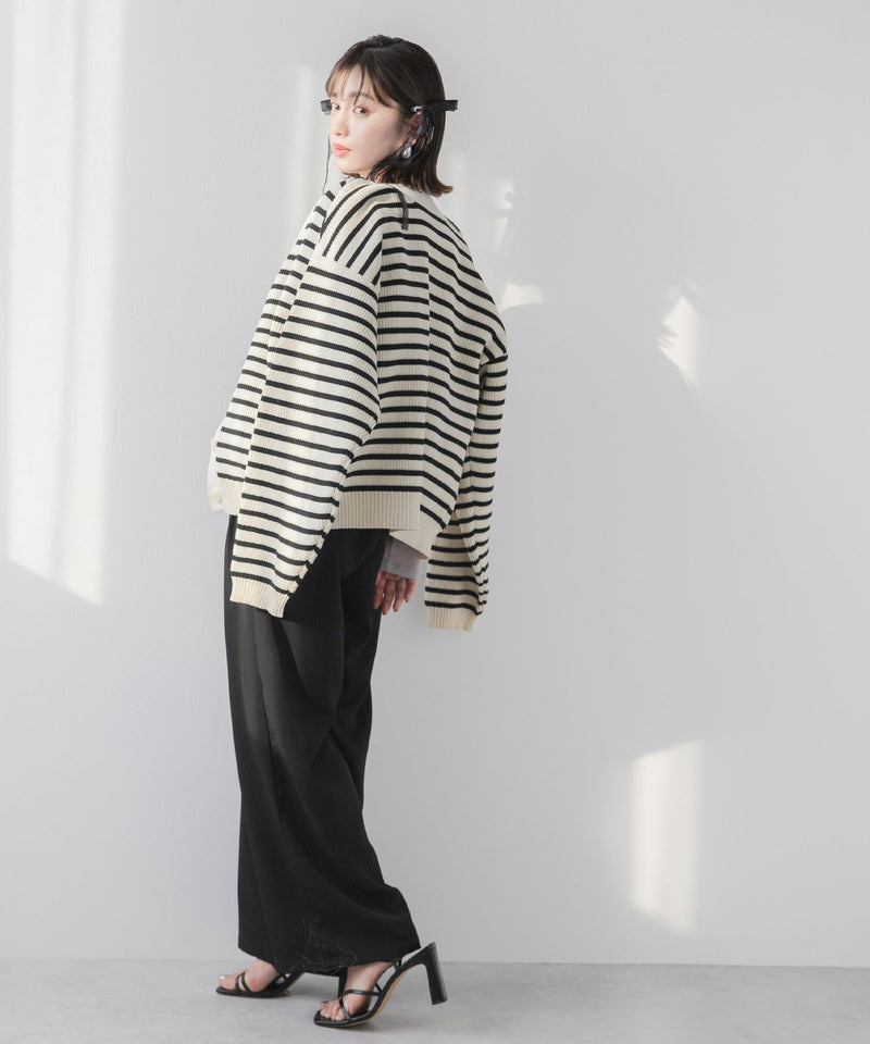 ボーダーニットカーディガン