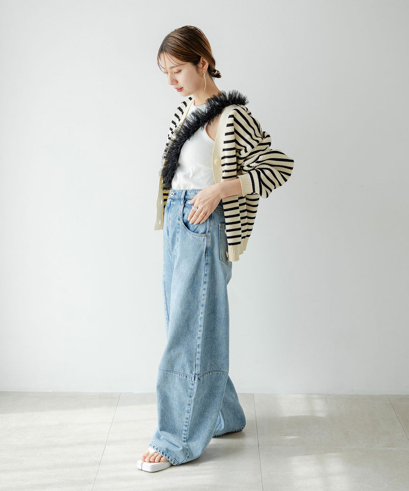 ボーダーニットカーディガン