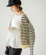 ボーダーニットカーディガン