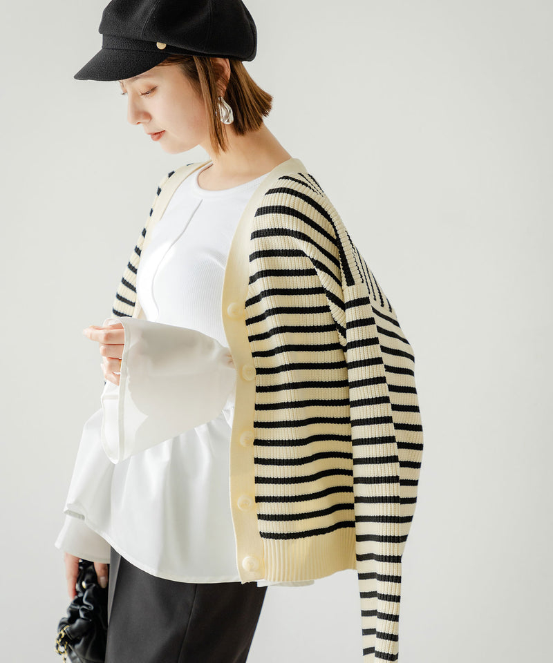 ボーダーニットカーディガン