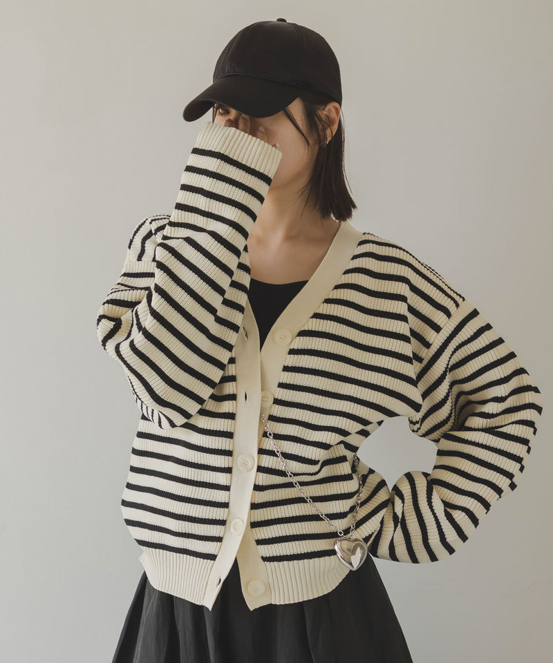 ボーダーニットカーディガン