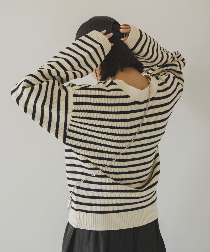 ボーダーニットカーディガン