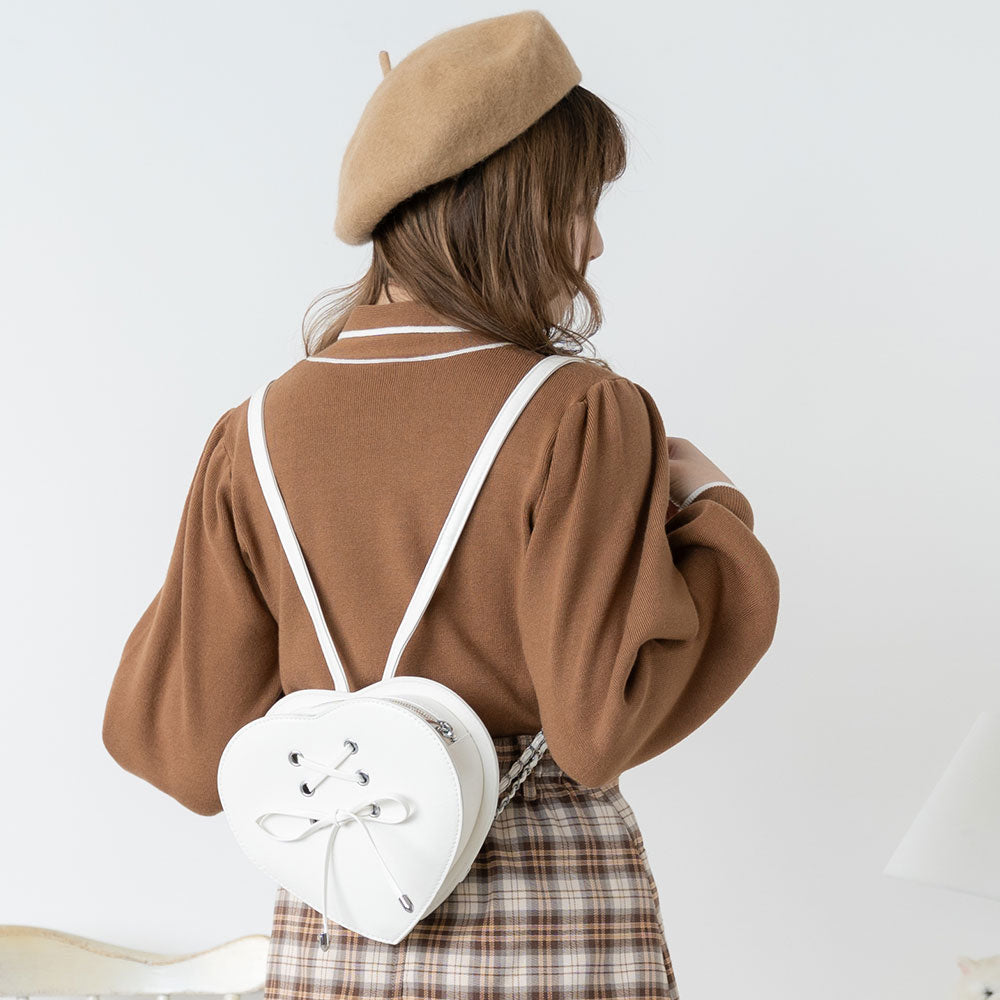 シルバーのみ999円セール】レースアップハートミニリュック