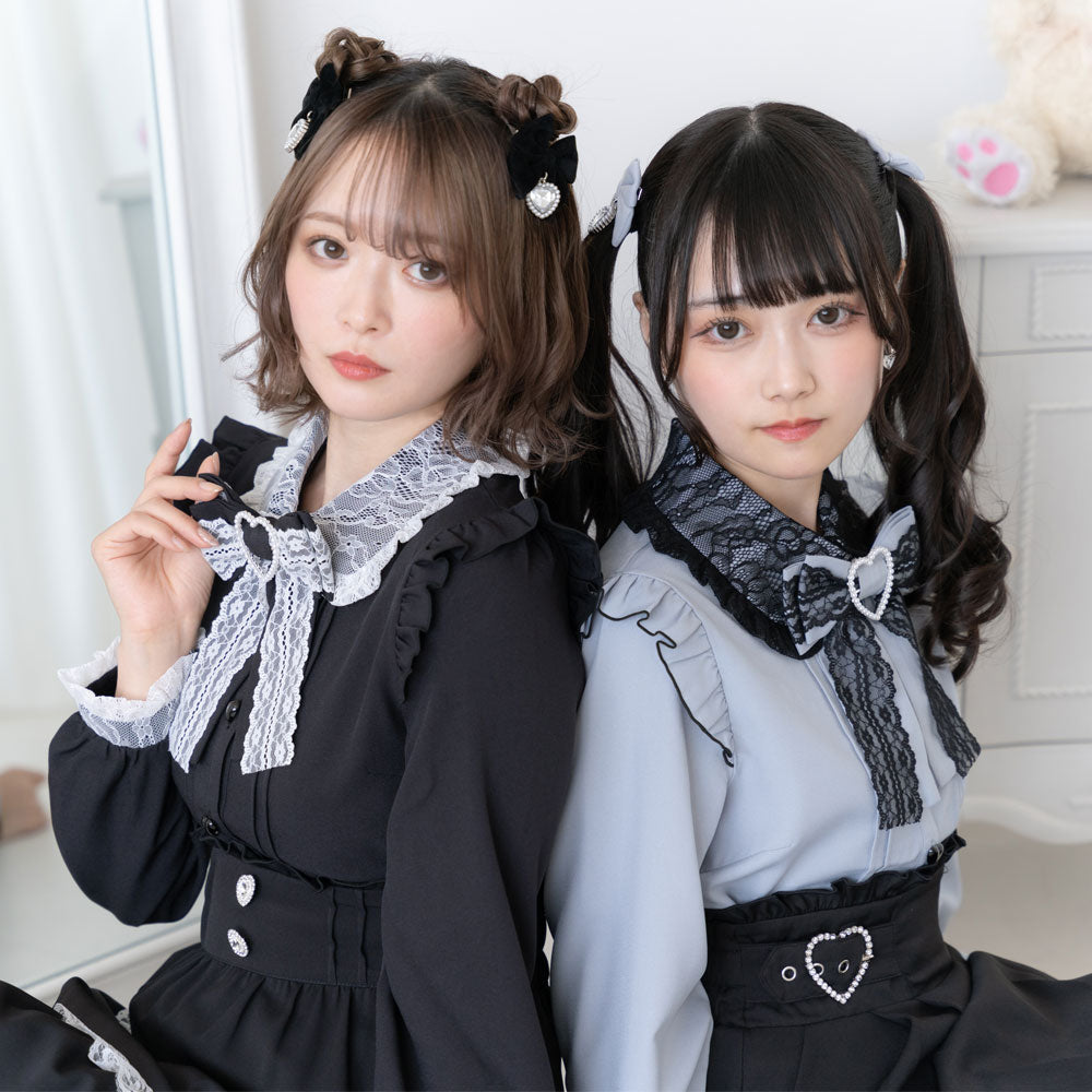 ブラウス シャツ ビジューハートリボンフリルブラウス レディース ビジューハートリボンフリルブラウス – レディースファッション