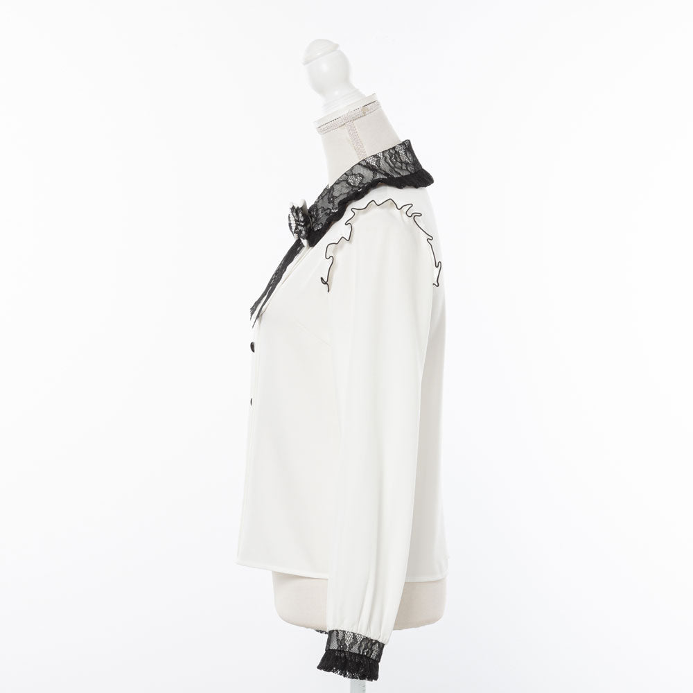 新春セール】レース重ねハートリボンフリルブラウス – レディース