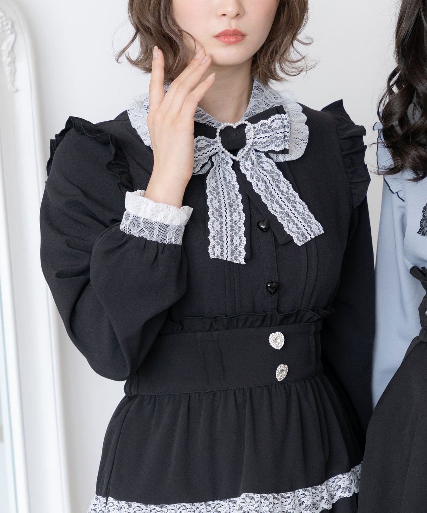 bulbubu ハートリボンフリルハイネックTee xxsサイズ レース重ねハートリボンフリルブラウス – レディースファッション通販