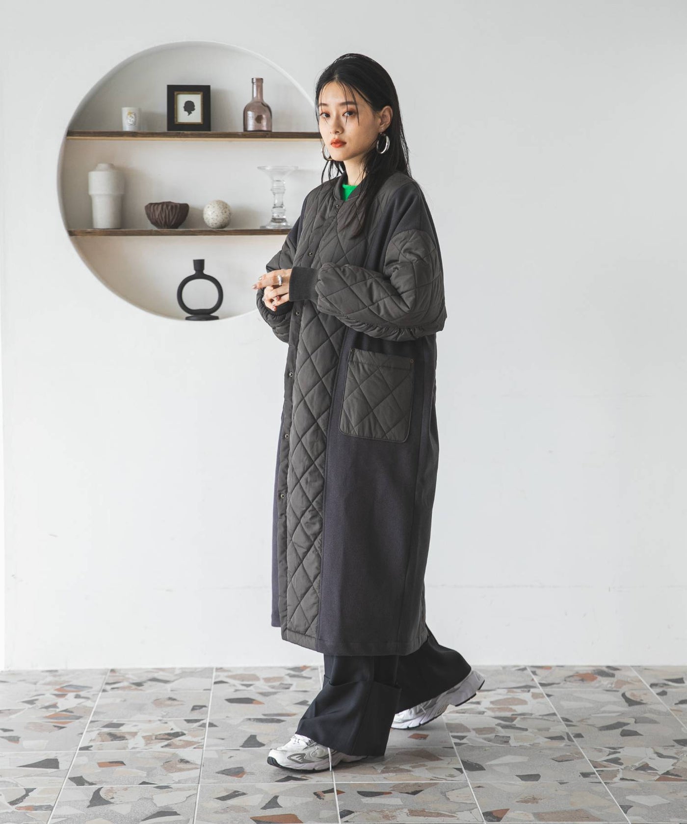 美品 vaniller ❤︎ フェイクダウン ロングコート キルティングブラック 楽天市場】キルティング フェイクダウン ロング コート le reve