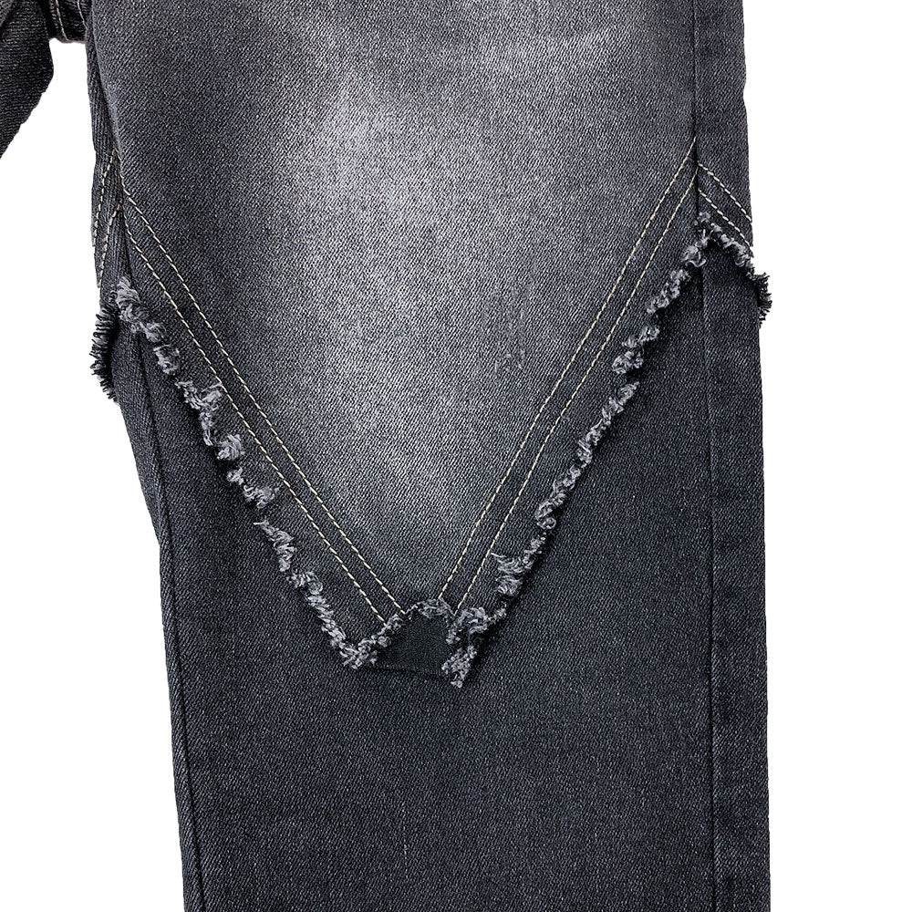 フリンジ切替デザインフレアデニムパンツ – レディース