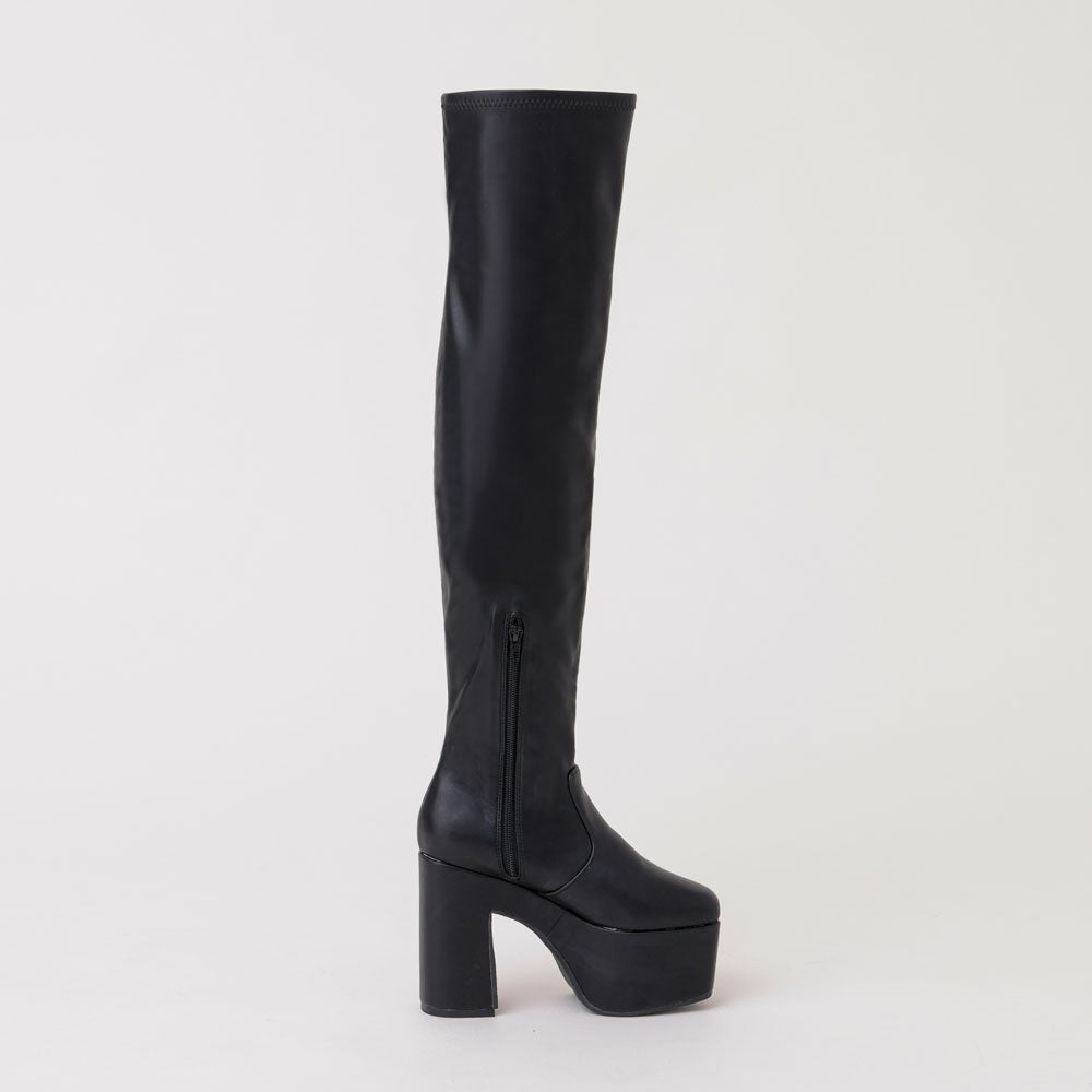 ストレッチフィット厚底美脚ニーハイブーツ【大きいサイズ有