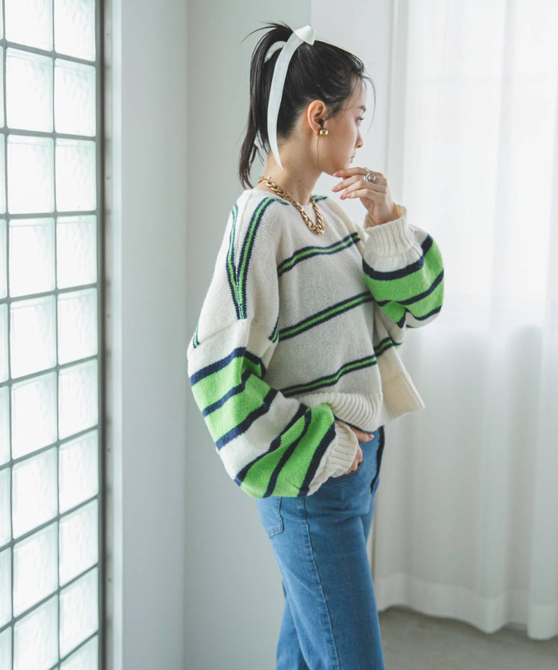 三点　KIRAキュロット　ボーダークロップドセーター　シェリエ　sheller