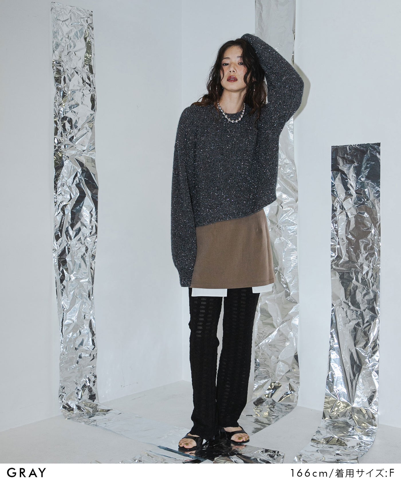 新品　Rirandtureプリーツレイヤードラメニット ラメニットトップス – レディースファッション通販の夢展望【公式】