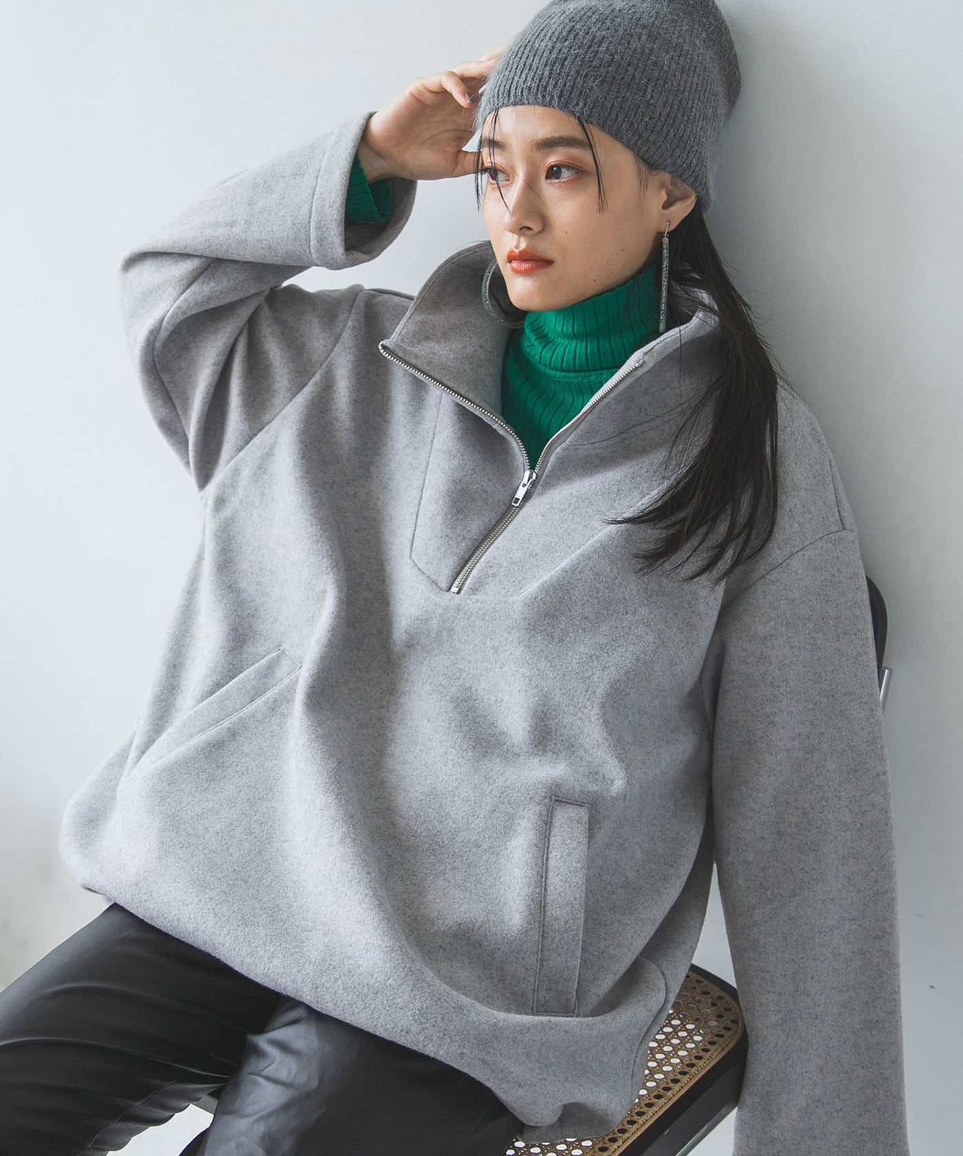 ニットソーハーフジッププルオーバー – レディースファッション通販の