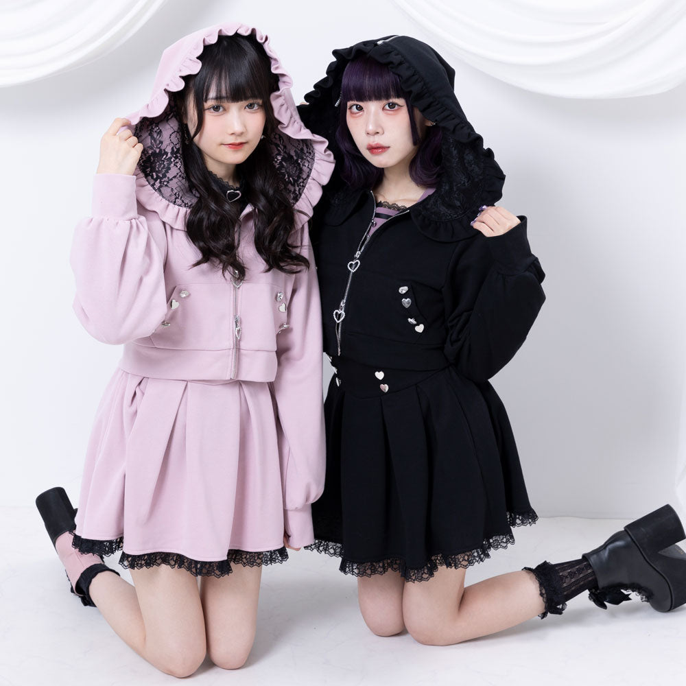 ハートスタッズハイウエスト裏毛スカート – レディースファッション