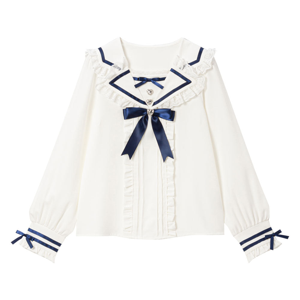 推しリボンテーラードセーラー襟ブラウス – レディース