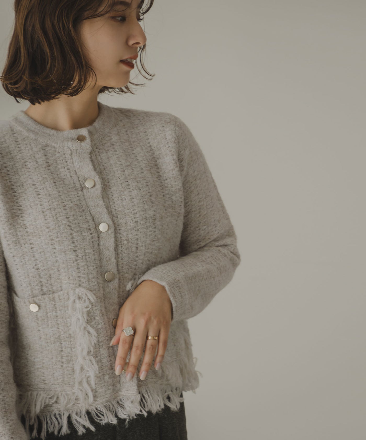 カラーラインツイードライクカーディガン AZUL BY MOUSSY | ツイードライクニットカーディガン (カーディガン