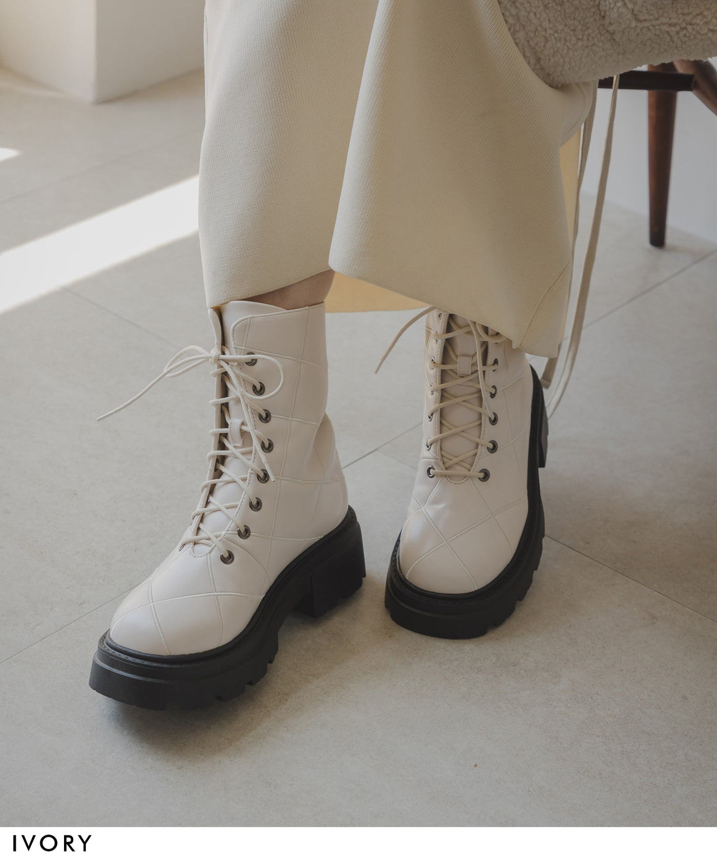 キルティングレースアップブーツ – レディースファッション通販