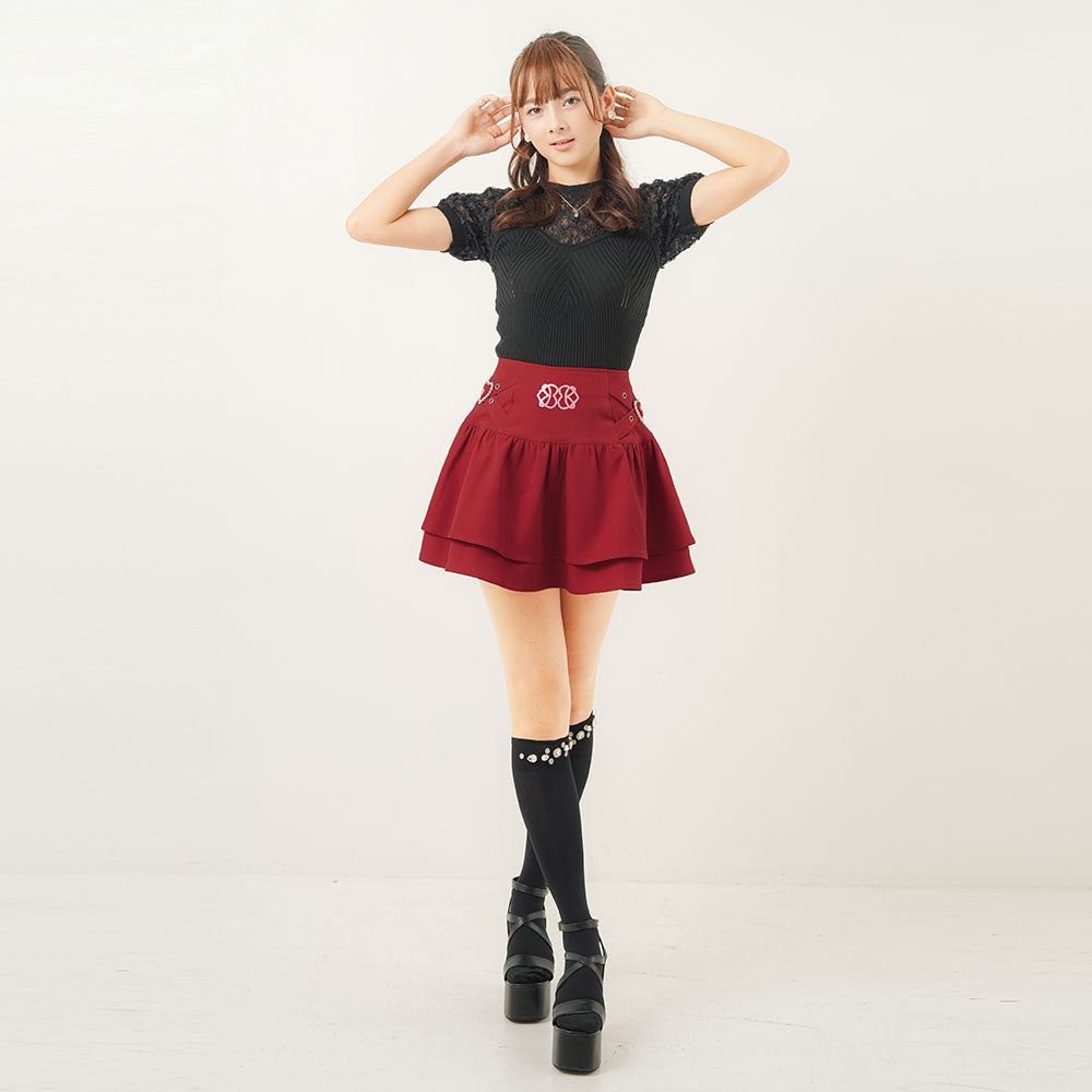 ストーン×ハートビジューフレアミニスカート – レディース