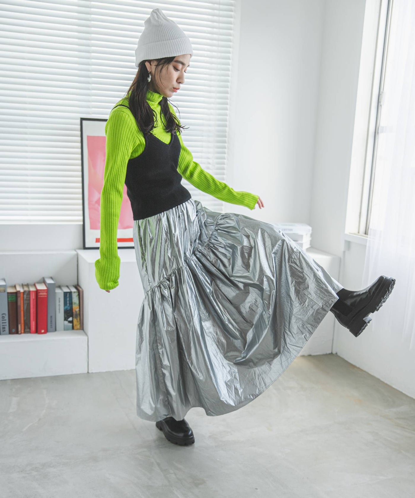 メタリックギャザーデザインスカート – レディースファッション通販の