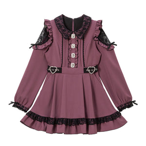 キラキラビジューレース重ねフリルワンピース