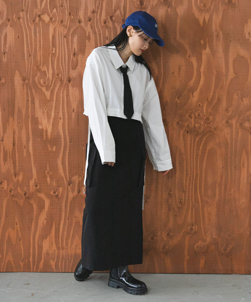 【メール便】ネクタイ付きドロストデザインシャツ