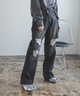 ウエストデザインダメージデニム
