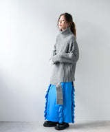 カットオフデザインハイネックメランジニット