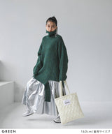 カットオフデザインハイネックメランジニット