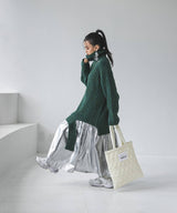 カットオフデザインハイネックメランジニット