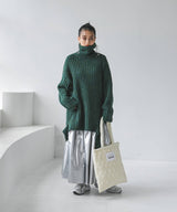 カットオフデザインハイネックメランジニット