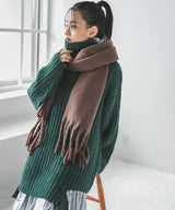 カットオフデザインハイネックメランジニット