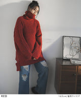 カットオフデザインハイネックメランジニット