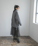 カットオフデザインハイネックメランジニット