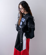 異素材フリル裏起毛スウェット