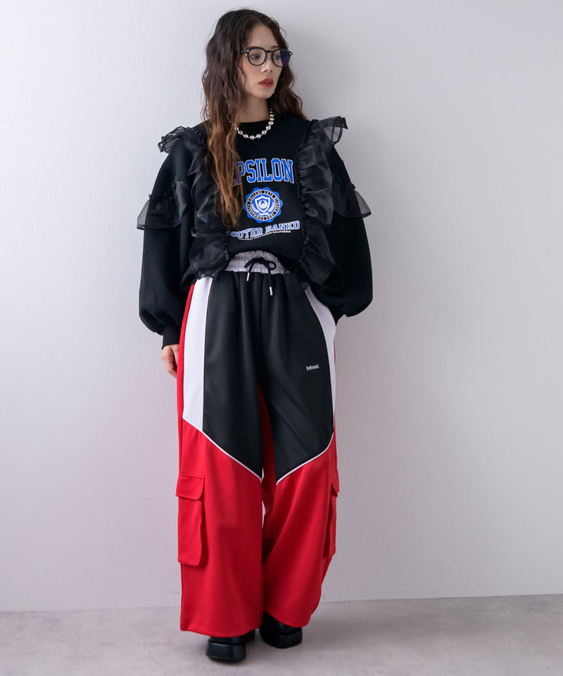 異素材フリル裏起毛スウェット