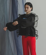 異素材フリル裏起毛スウェット