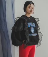 異素材フリル裏起毛スウェット