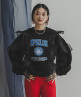 異素材フリル裏起毛スウェット