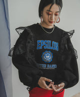 異素材フリル裏起毛スウェット