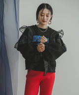 異素材フリル裏起毛スウェット