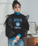 異素材フリル裏起毛スウェット