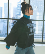 異素材フリル裏起毛スウェット