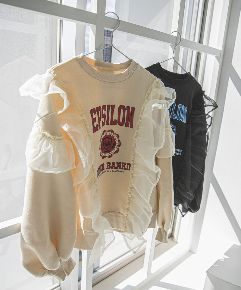 異素材フリル裏起毛スウェット