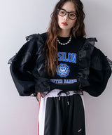 異素材フリル裏起毛スウェット