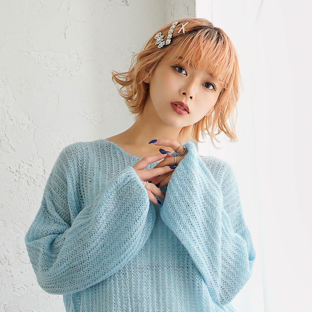 フラワーモチーフ×スクエアタイプビジューヘアピン2点セット