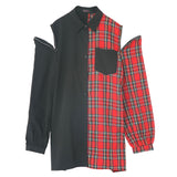 バイカラー肩開きBIGシャツワンピース